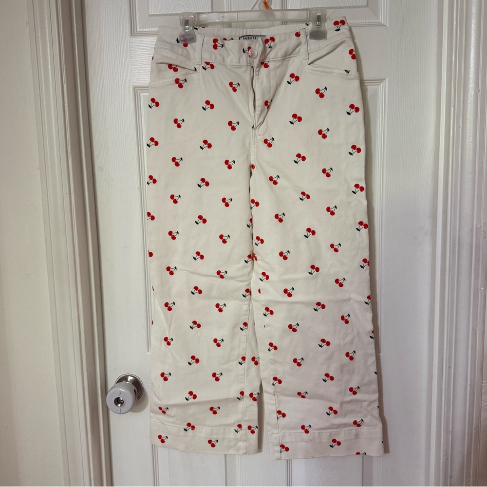 Wide Leg Ankle Pants with Cherries